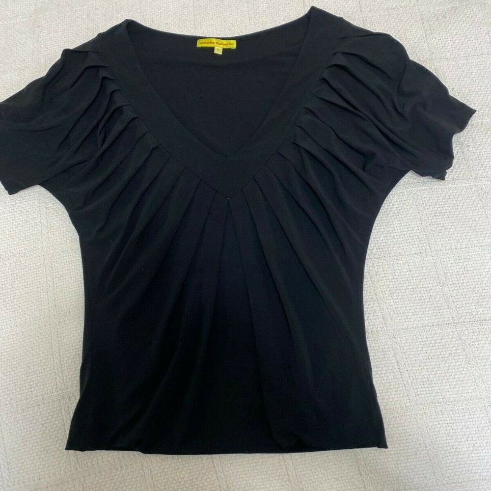 Catherine Malandrino Black V-Neck Blouse Size M